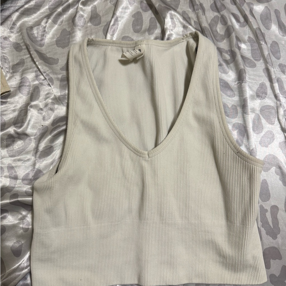 90 Degree By Reflex Ivory Ribbed Tank Top